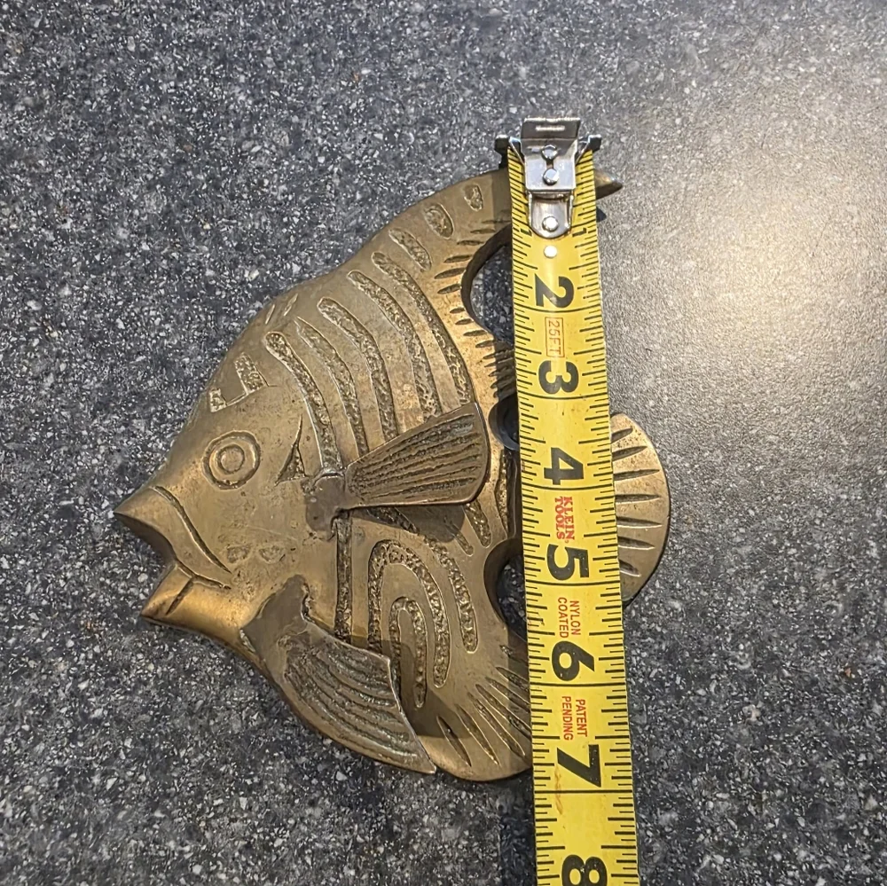 Vtg Pier One Brass 3D Angel Fish Wall Mount Tropical Ocean Beach Decor Patina